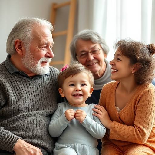 Avós, pais e netos posando juntos para um ensaio de família.